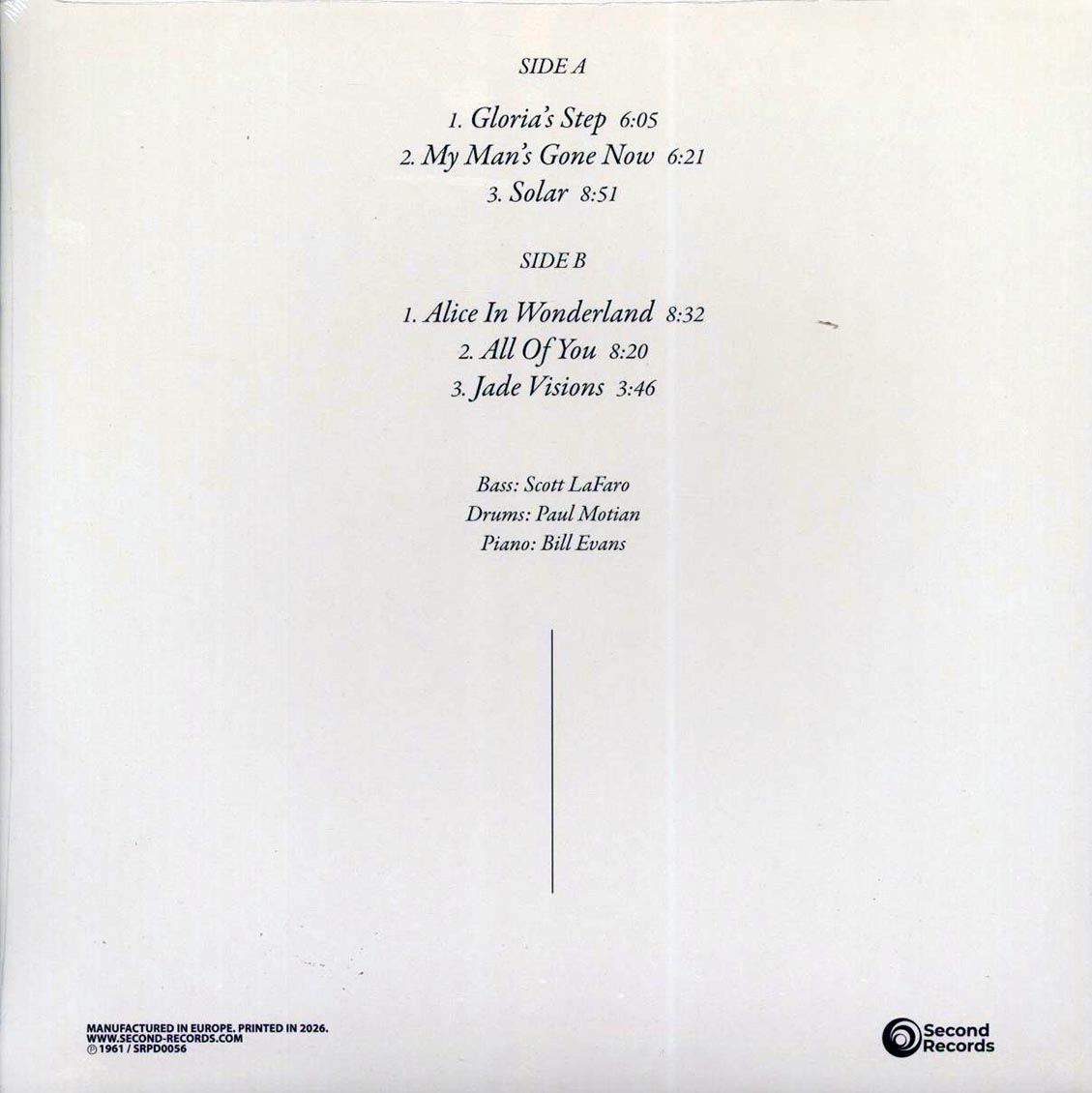 Bill Evans Trio - Sunday At The Village Vanguard (180g) (clear vinyl) [New Vinyl Record LP]