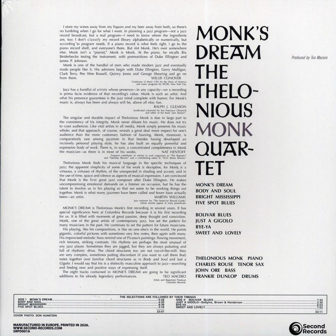 Thelonious Monk Quartet - Monk's Dream (180g) [New Vinyl Record LP]