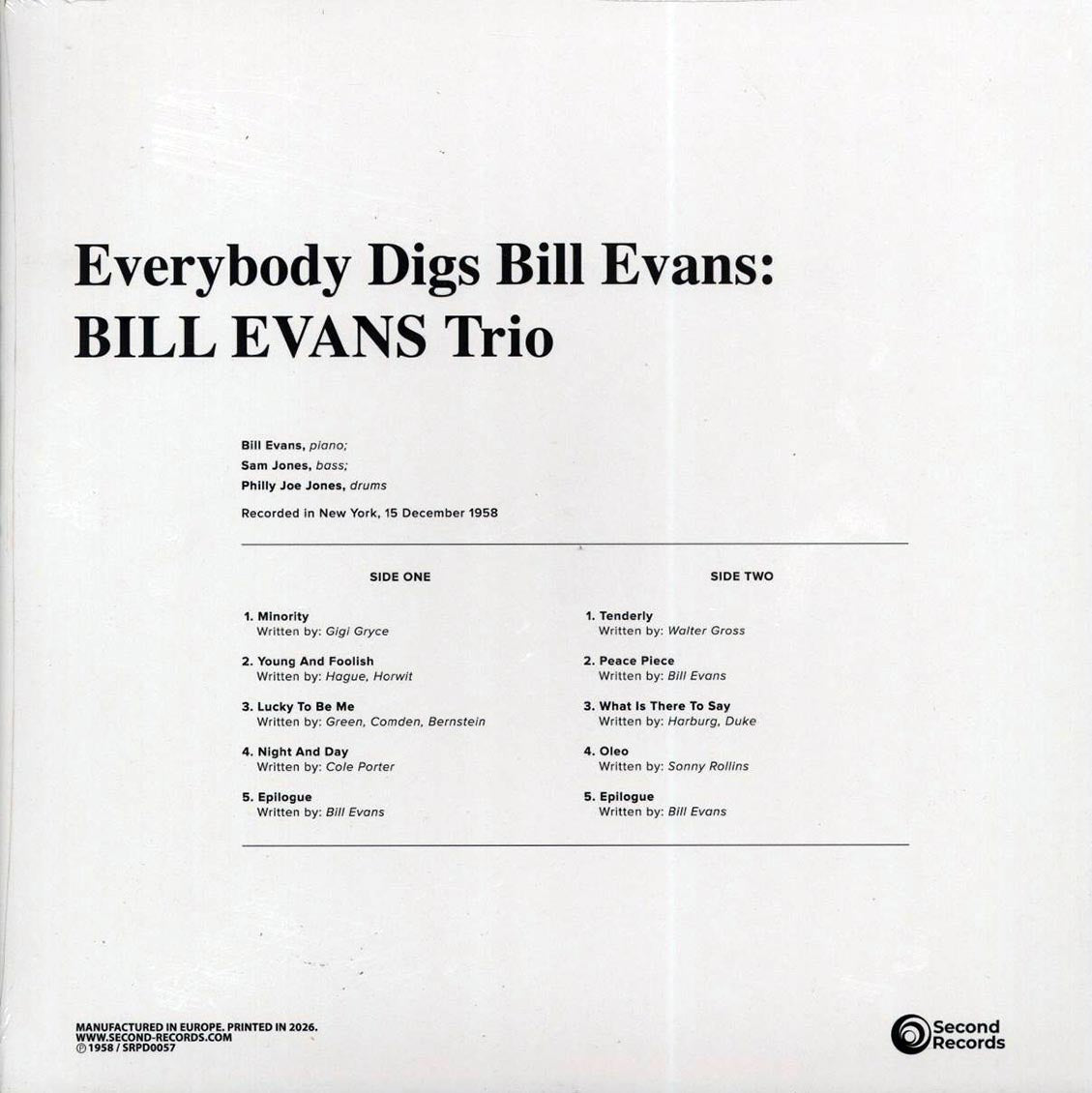 Bill Evans Trio - Everybody Digs Bill Evans (180g) [New Vinyl Record LP]
