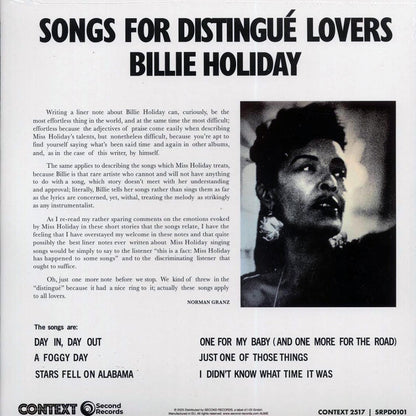 Billie Holiday - Songs For Distingue Lovers (180g) [New Vinyl Record LP]
