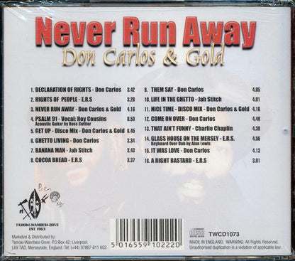Don Carlos - Never Run Away (With Gold) [New CD]