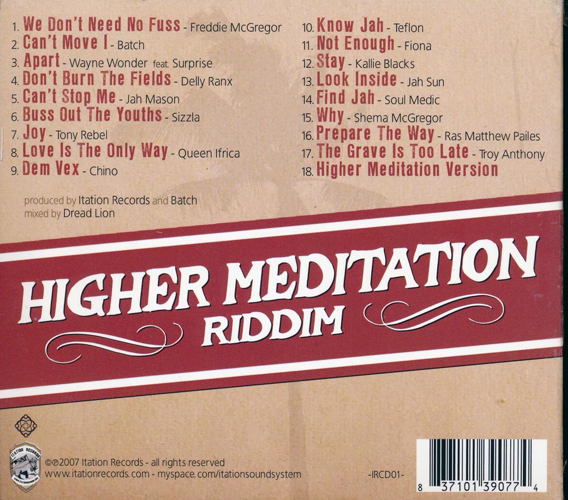 Sizzla, Jah Sun, Tony Rebel, Queen Ifrica, Etc. - Higher Meditation Riddim (rhythm: "Higher Meditation") [New CD]