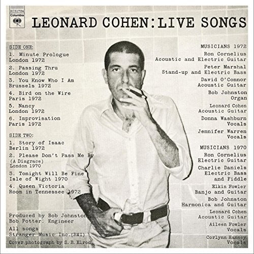 Leonard Cohen - Leonard Cohen: Live Songs [LP] Vinyl Record