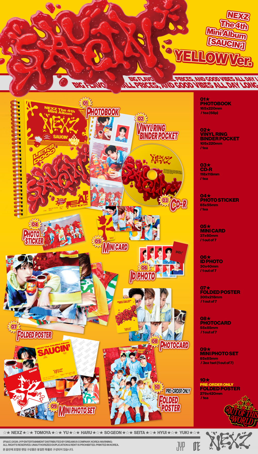 Nexz - 4th Mini Album Saucin' [Yellow Ver.] [Limited Edition] [New CD]