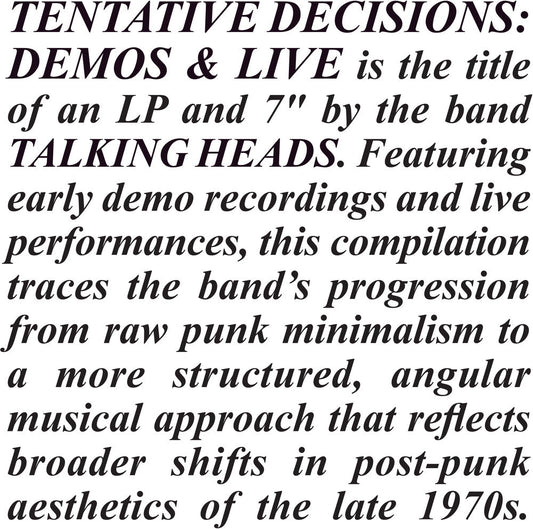 Talking Heads - Tentative Decisions: Demos & Live [LP] [New Vinyl]