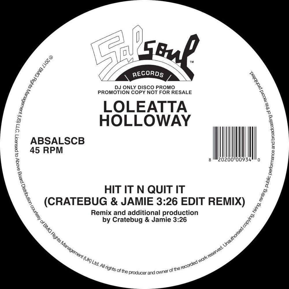 Loleatta Holloway - Hit It N Quit It (Cratebug & Jamie 326 Edit Remix) [12" Vinyl]