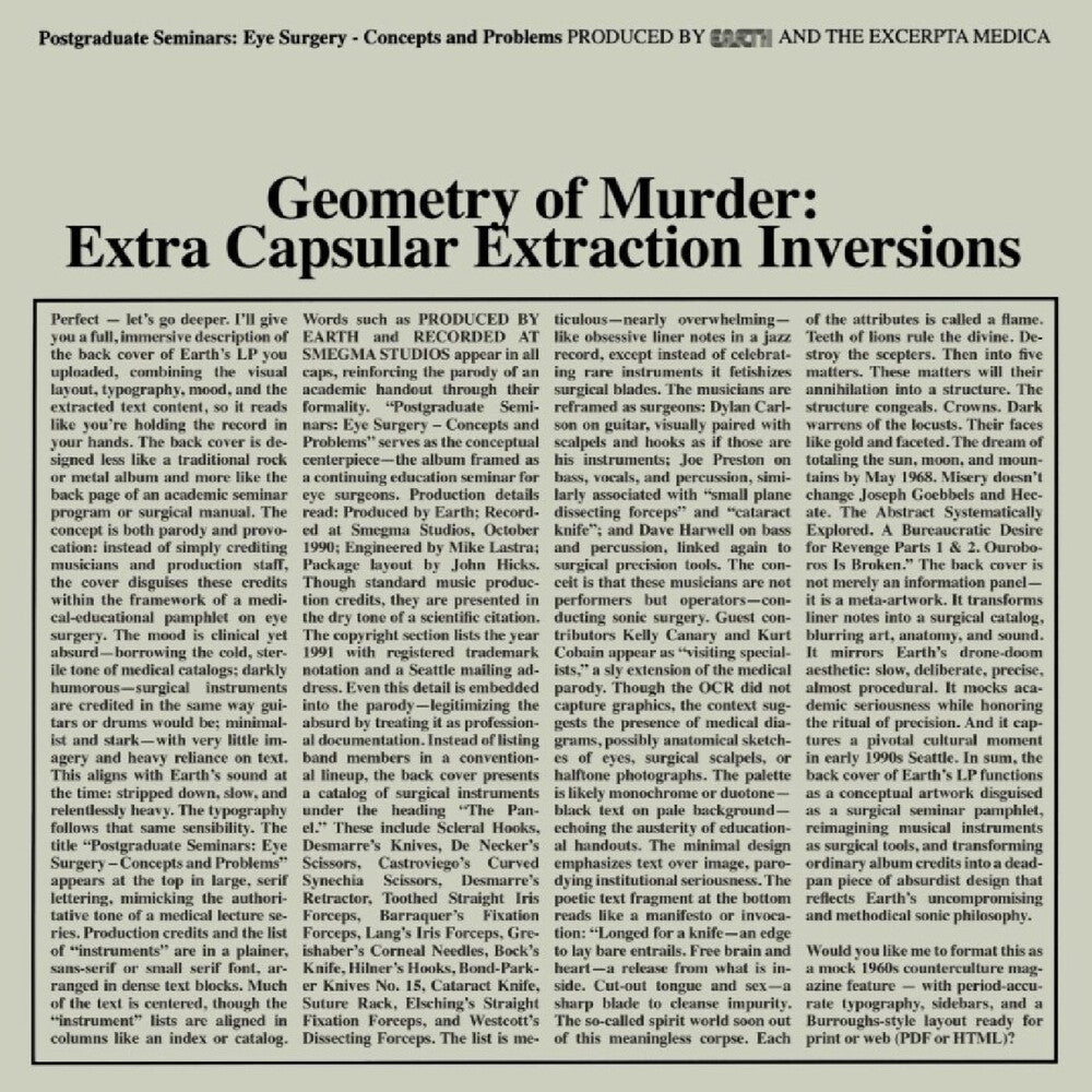 Earth X Black Noi$E - Geometry Of Murder: Extra Capsular Extraction [LP] [New Vinyl]