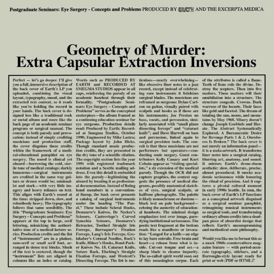 Earth X Black Noi$E - Geometry Of Murder: Extra Capsular Extraction [LP] [New Vinyl]