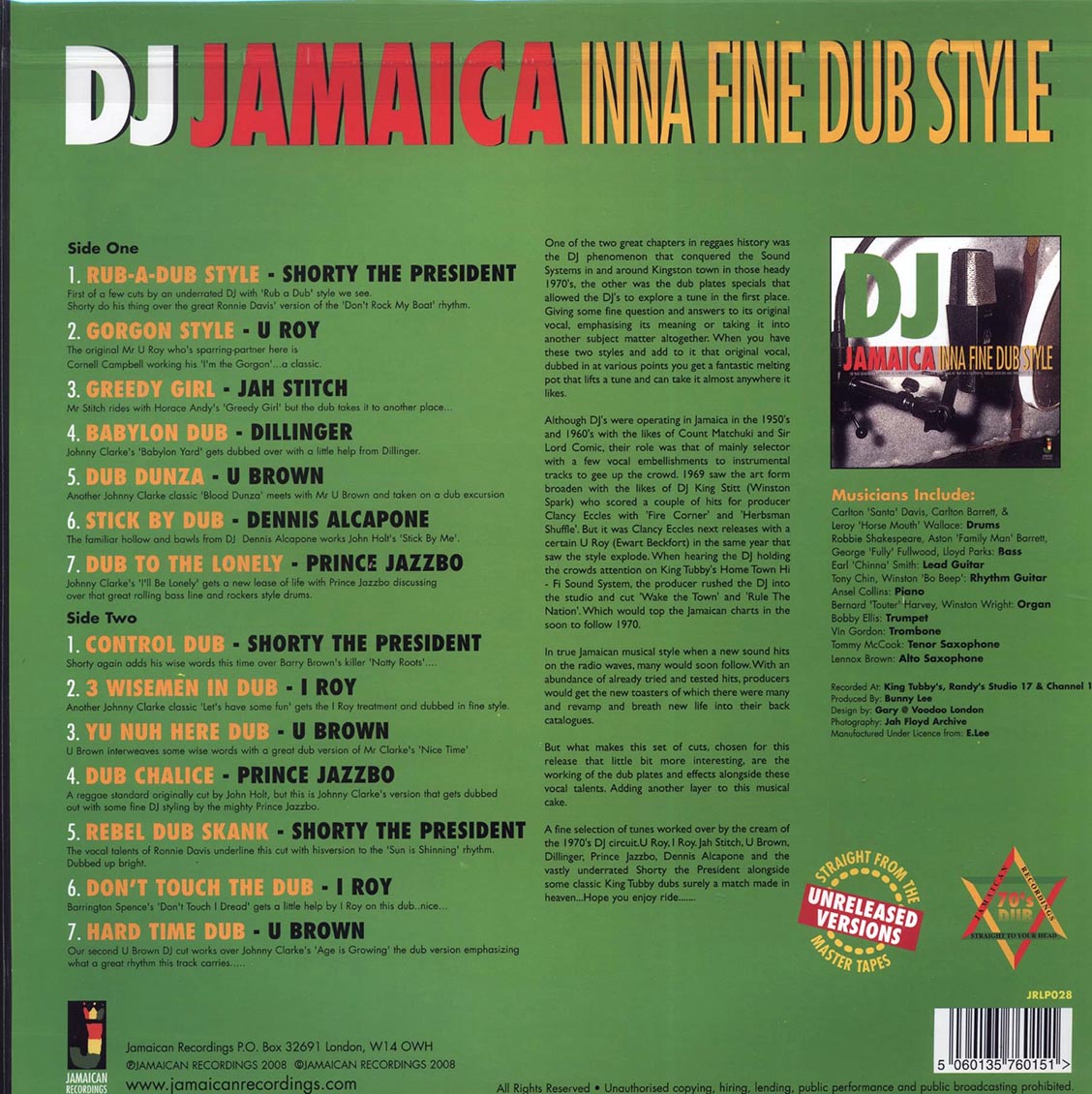 U Roy, Shorty The President, I Roy, Etc. - DJ Jamaica Inna Fine Dub Style (180g) [New Vinyl LP]