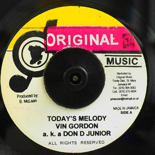 Vin Gordon - Today's Melody  /  Mighty Cloud Band - Version (rhythm: "Flabba Holt - Fly Yu Dread") [New Vinyl Record 7" Single]