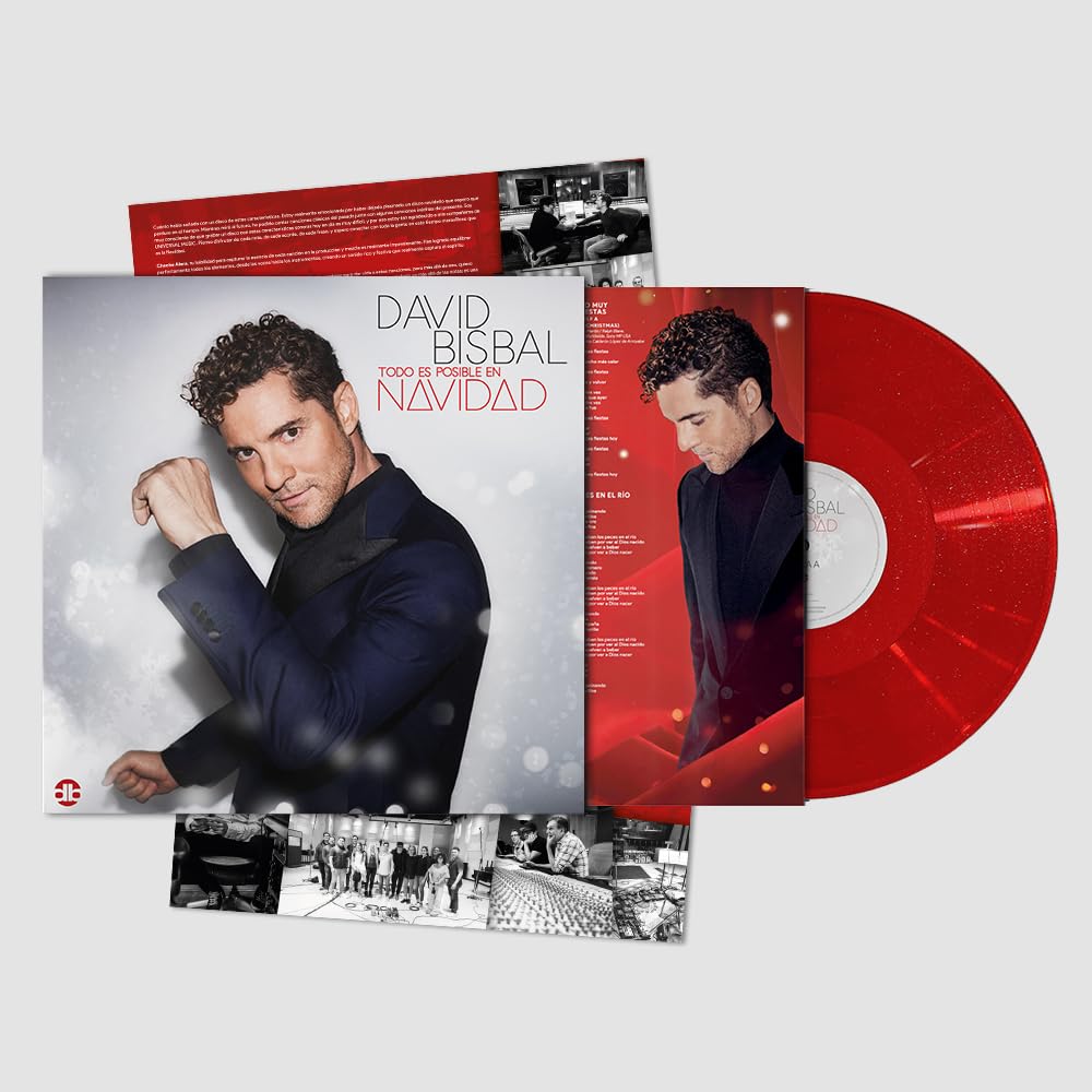 David Bisbal - Todo Es Posible En Navidad - Red Glitter Vinyl [LP] Vinyl Record