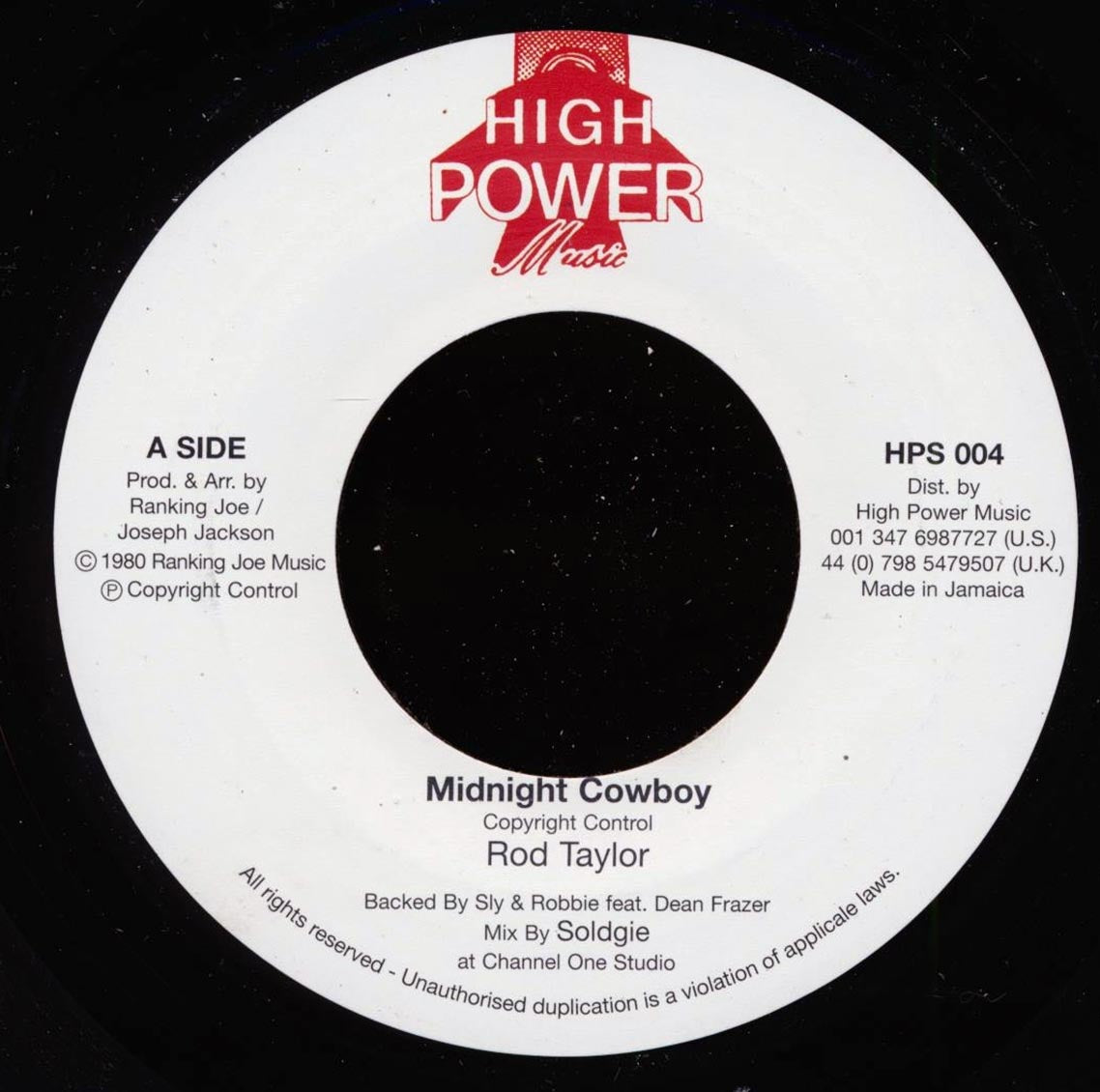 Rod Taylor - Midnight Cowboy  /  Heavenless Dub (rhythm: "Heavenless AKA Entertainment") [New] [New Vinyl 7"]