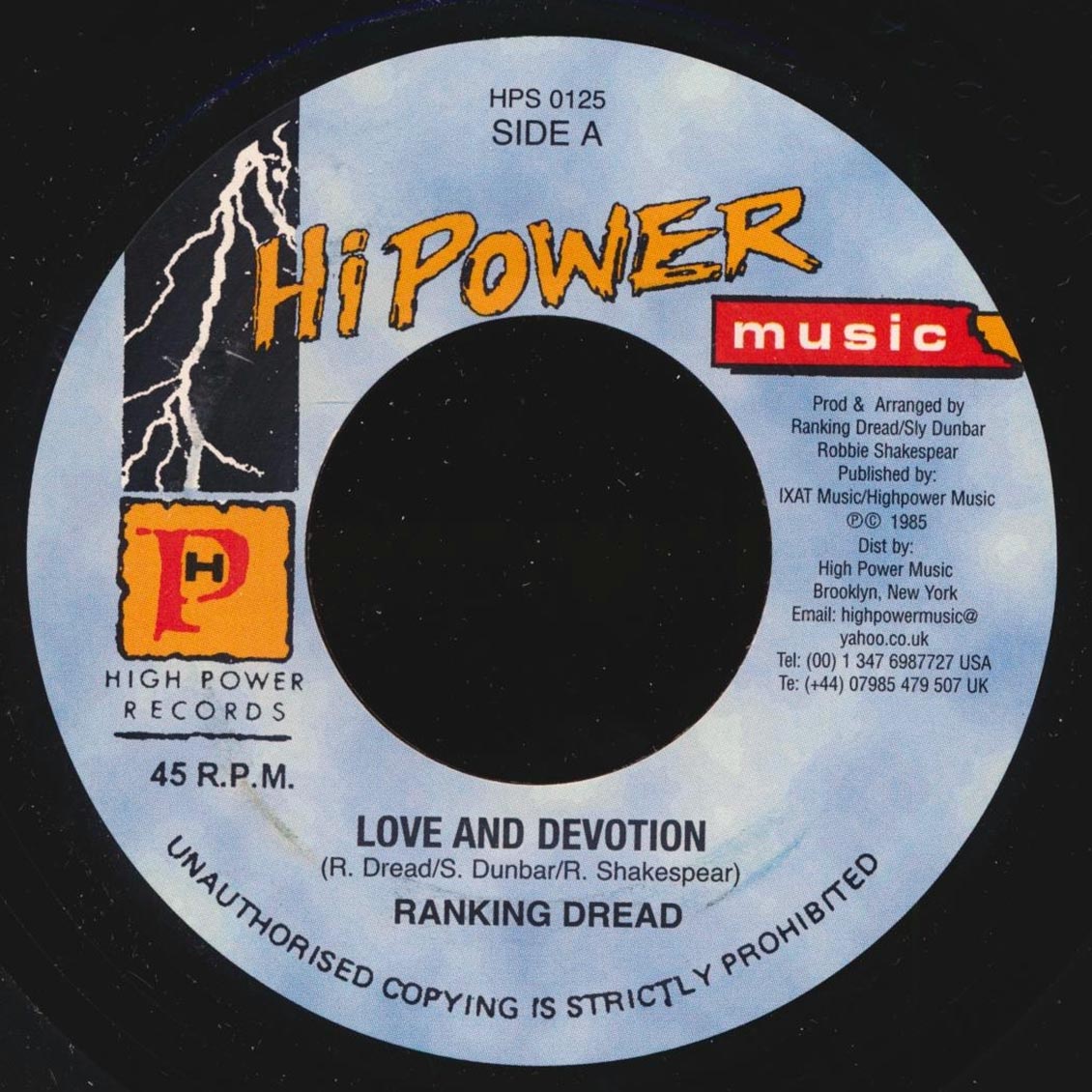 Ranking Dread - Love & Devotion  /  Version (rhythm: "Drunken Master/Love & Devotion") [New] [New Vinyl 7"]