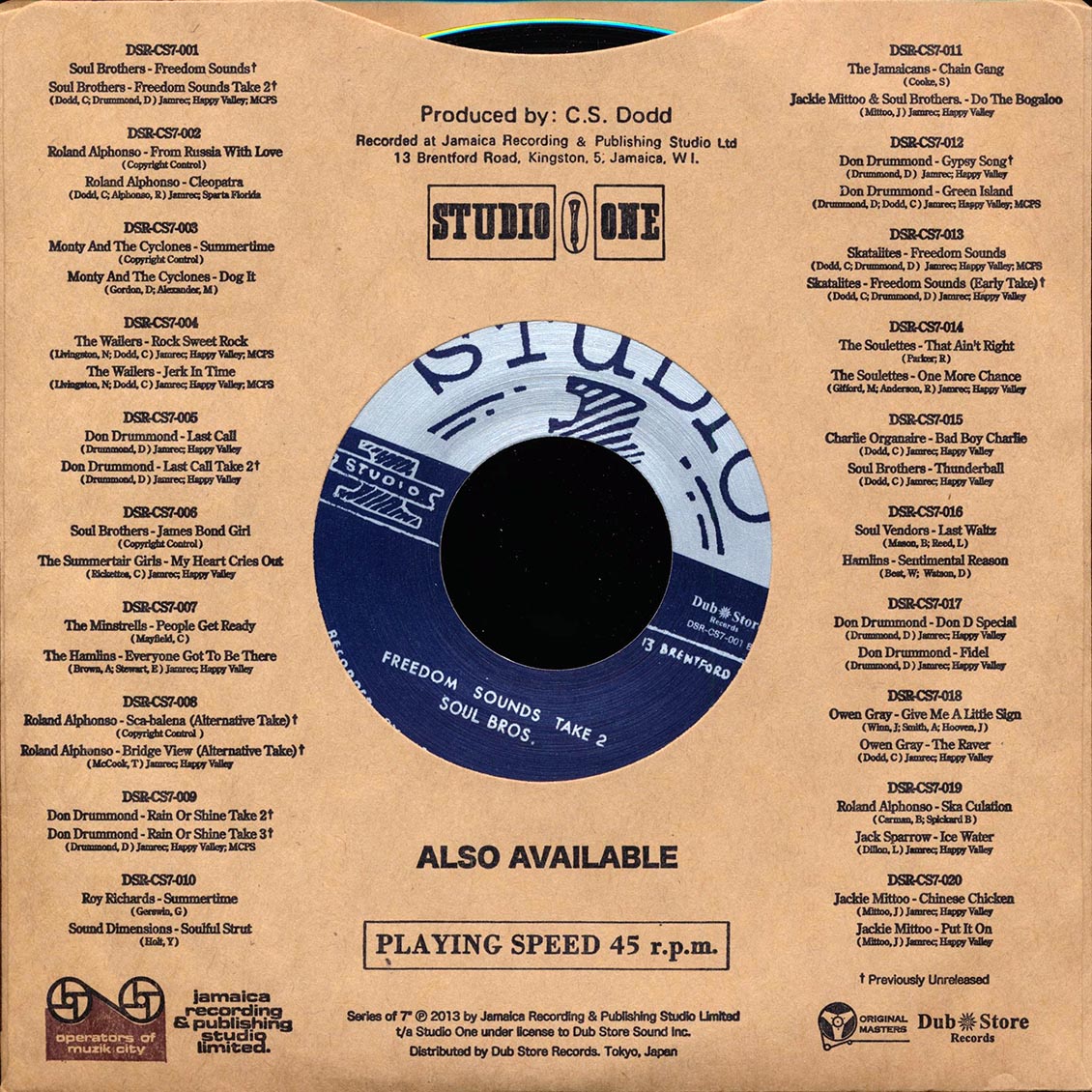 Soul Brothers - Freedom Sounds  /  Soul Brothers - Freedom Sounds Take 2 (Japan) [New Vinyl Record 7" Single]