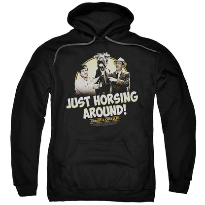 Abbott & Costello Horsing Around Mens Hoodie Black Officially Licensed