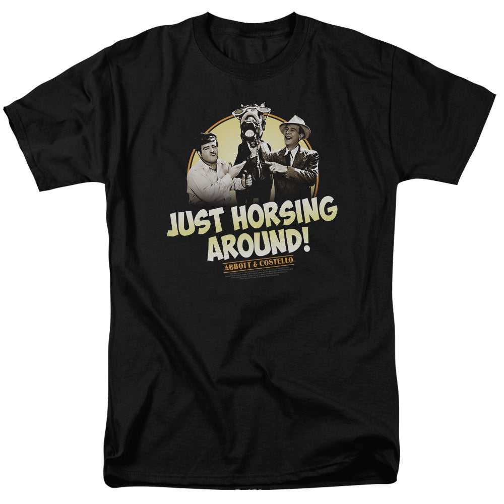 Abbott & Costello Horsing Around Mens T Shirt Black Officially Licensed