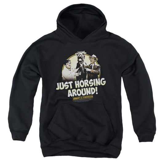 Abbott & Costello Horsing Around Kids Youth Hoodie Black Officially Licensed