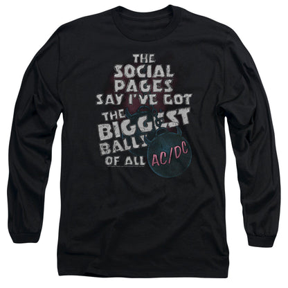AC/DC Big Balls Mens Long Sleeve Shirt Black Officially Licensed