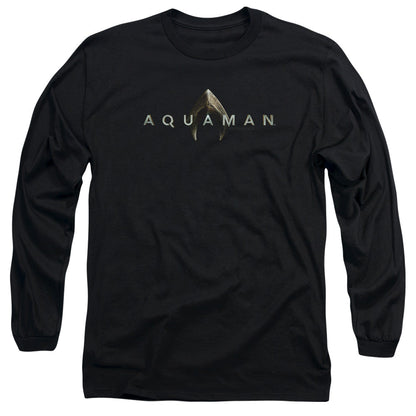 Aquaman Movie Logo Mens Long Sleeve Shirt Black Officially Licensed