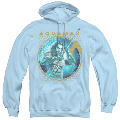 Aquaman Movie Trident Of Neptune Mens Hoodie Light Blue Officially Licensed