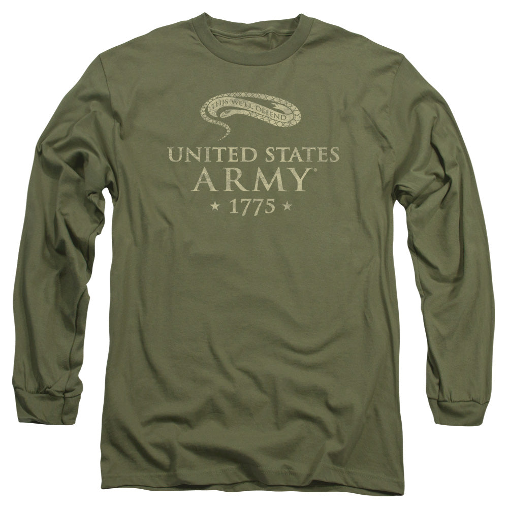 Army Well Defend Mens Long Sleeve Shirt Military Green Officially Licensed