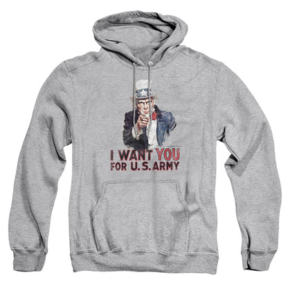 Army I Want You Mens Hoodie Athletic Heather Officially Licensed