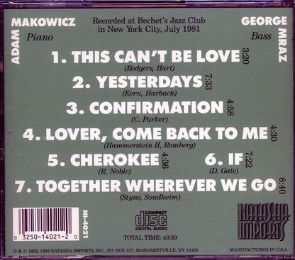 Adam Makowicz & George Mraz - Together Wherever We Go [1993 Reissue] [New CD]