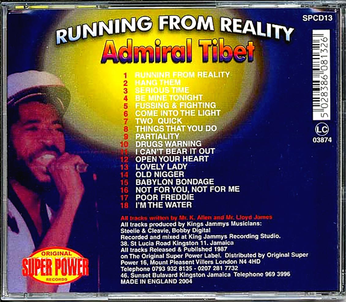 Admiral Tibet - Running From Reality [2004 Reissue Compilation] [New CD]