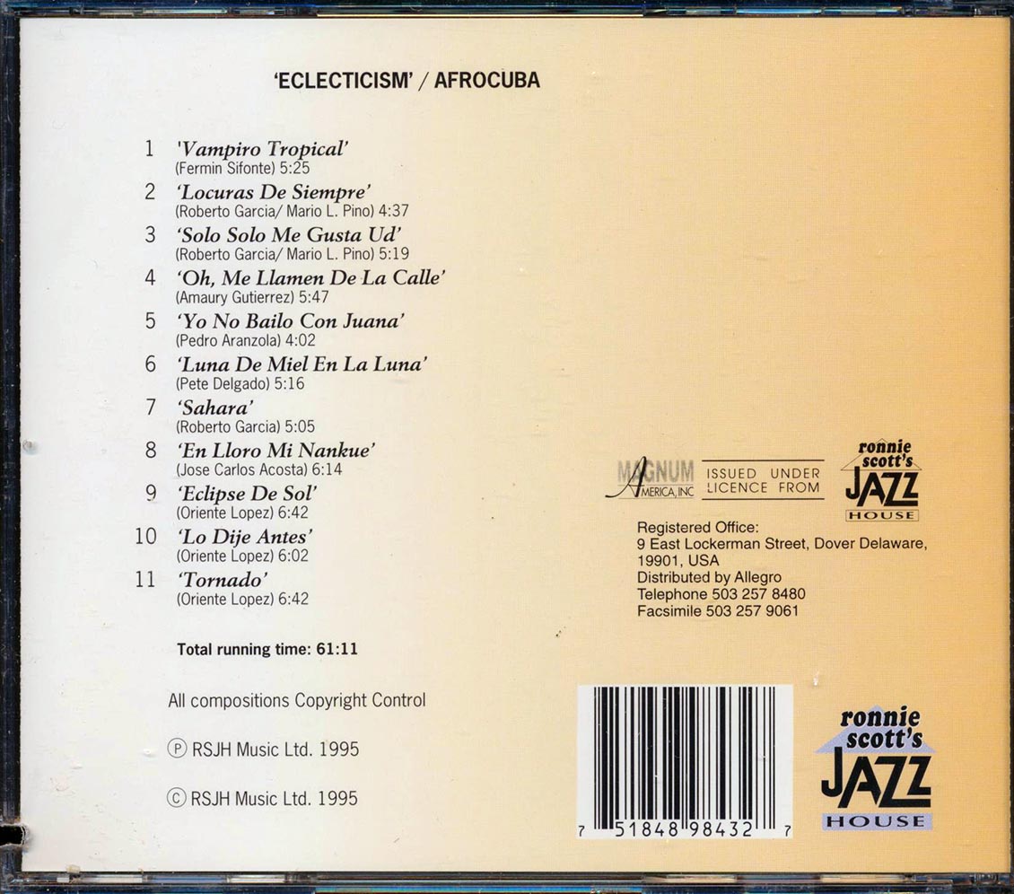 Afrocuba - Eclesticism [1995 New CD]