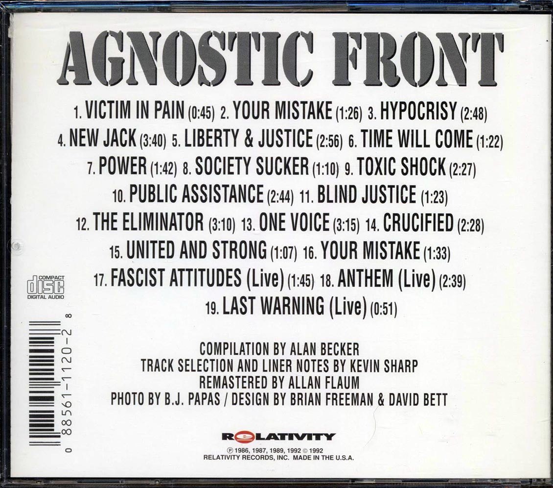 Agnostic Front - The Best Of: To Be Continued [1992 New CD]