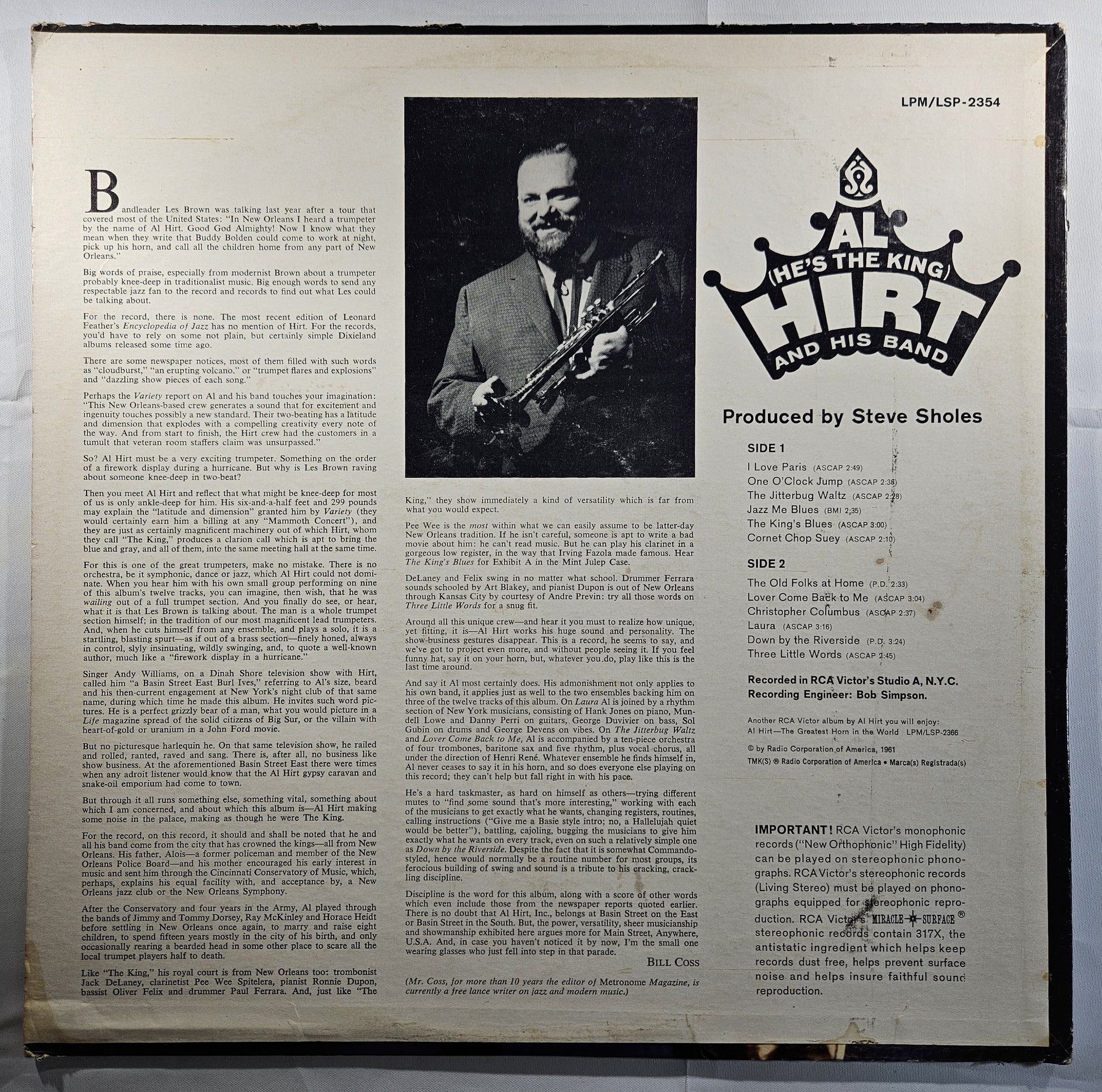 Al Hirt - Al (He's the King) Hirt and His Band [1961 Used Vinyl Record LP]