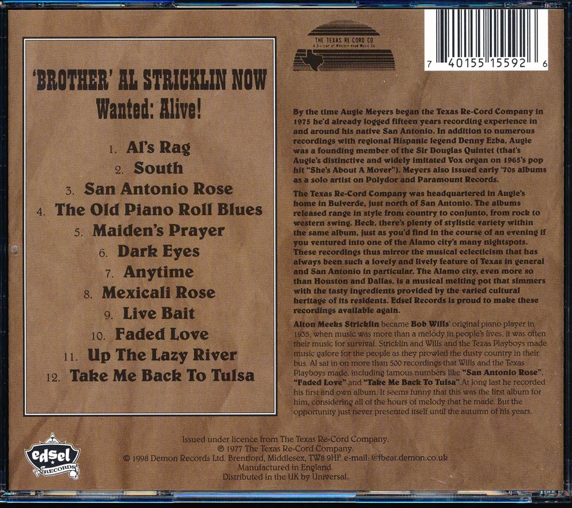 Al Stricklin - Brother Al Stricklin Now (Wanted: ALIVE!) [1998 Reissue] [New CD]