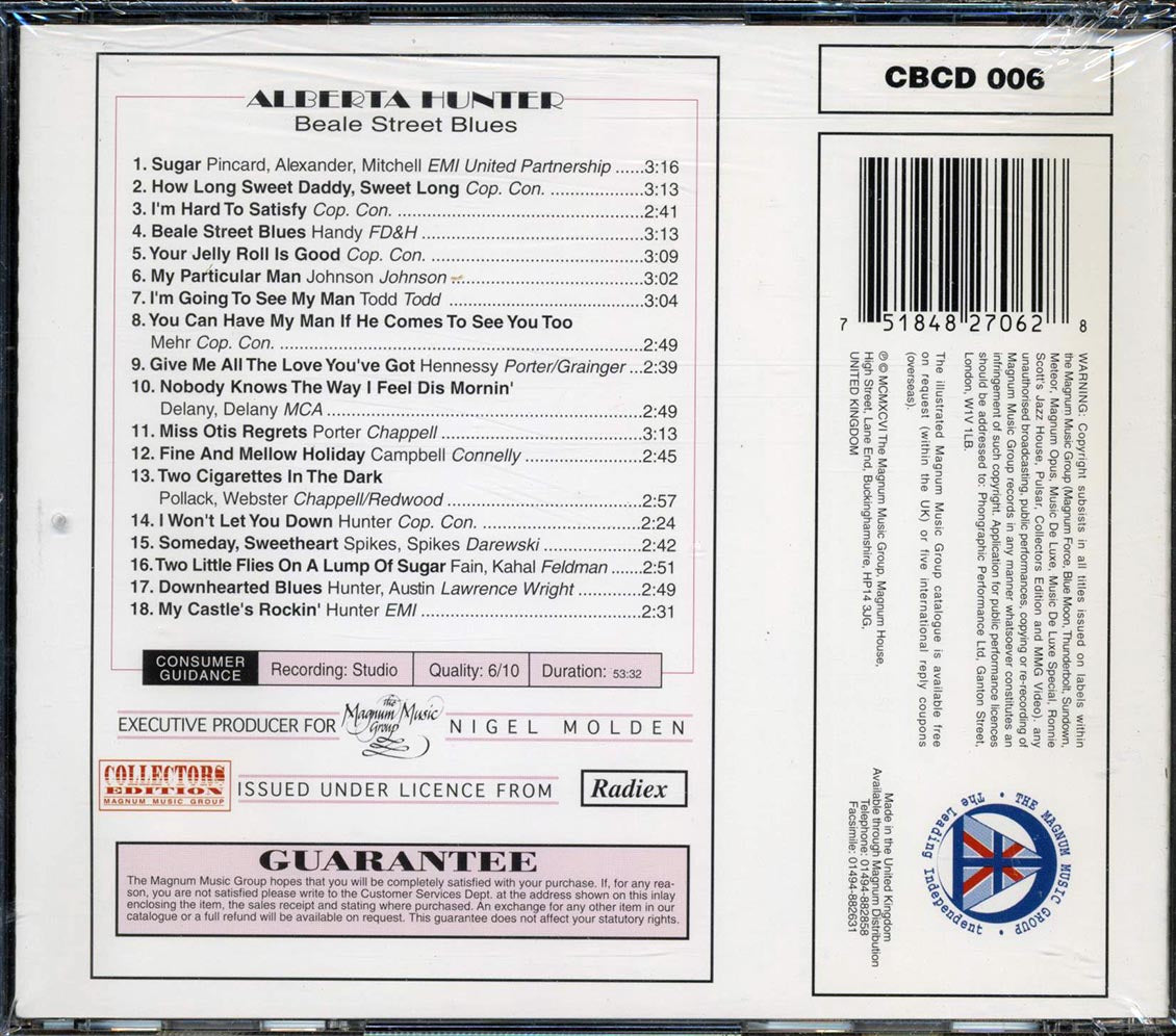 Alberta Hunter - Beale Street Blues (Collectors Edition 1921-40) [2000 New CD]