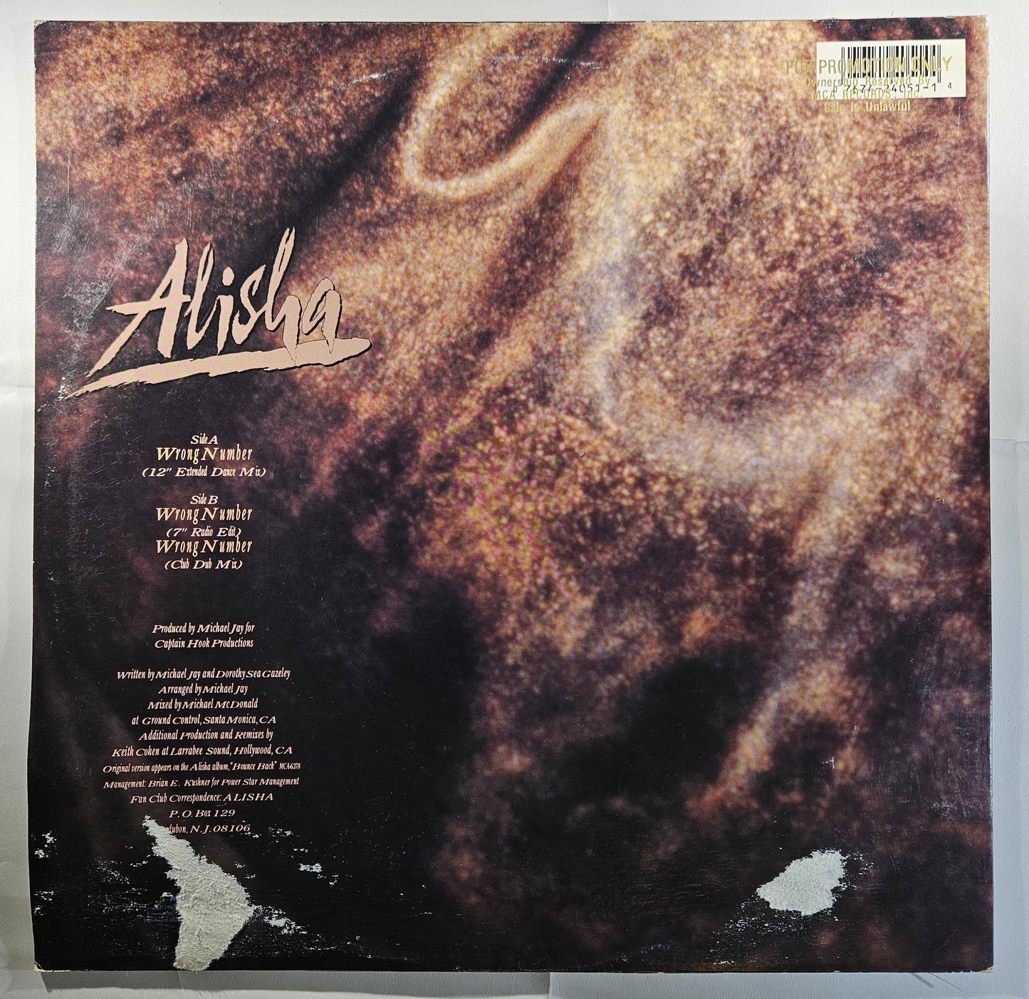 Alisha - Wrong Number [1990 Promo] [Used Vinyl Record 12" Single]