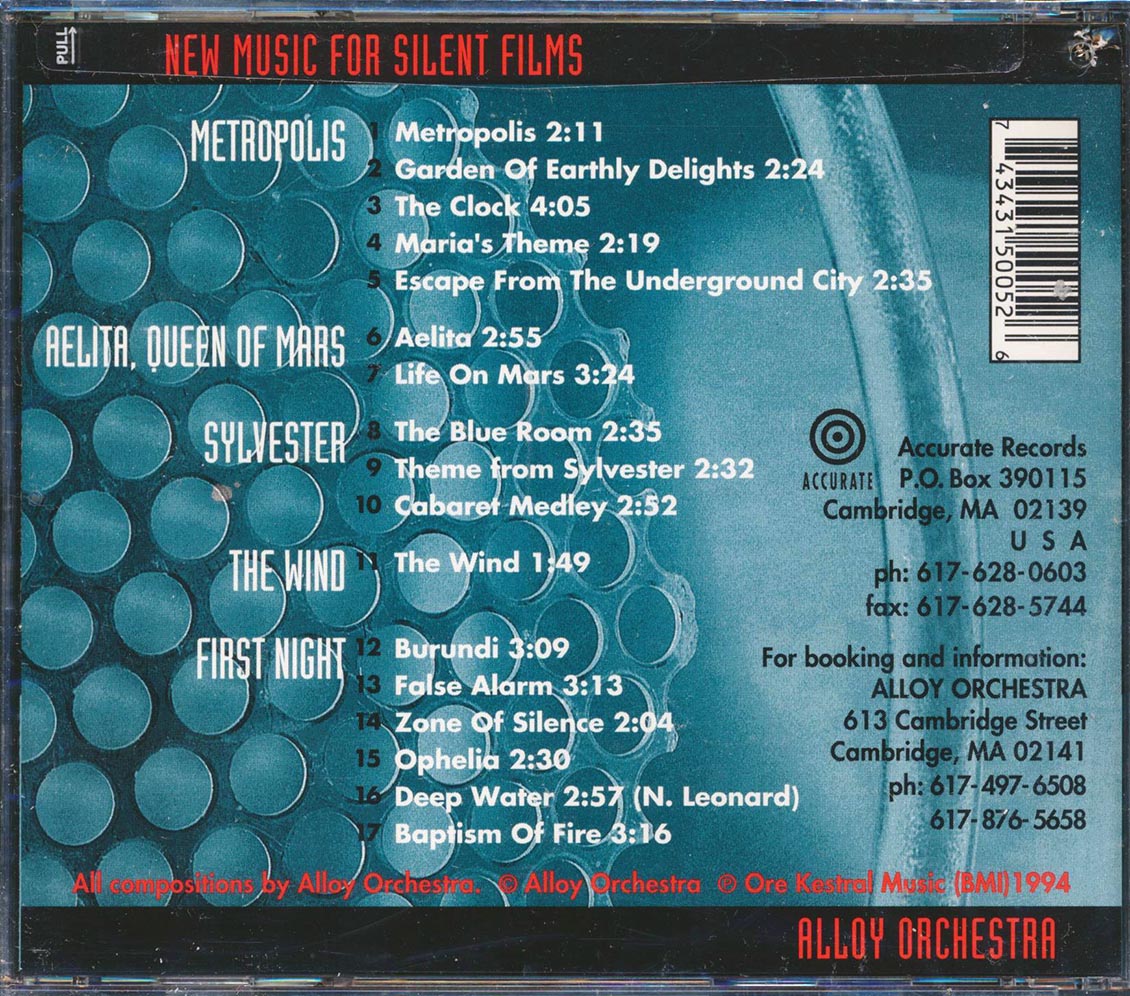 Alloy Orchestra - New Music for Silent Films [1994 New CD]