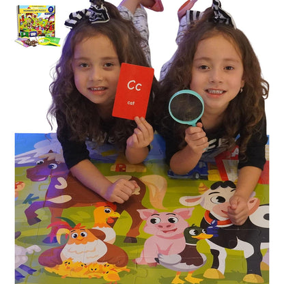Alphabets Spy 48 Piece Floor Jigsaw Puzzle with Flashcards & Magnifying Glass