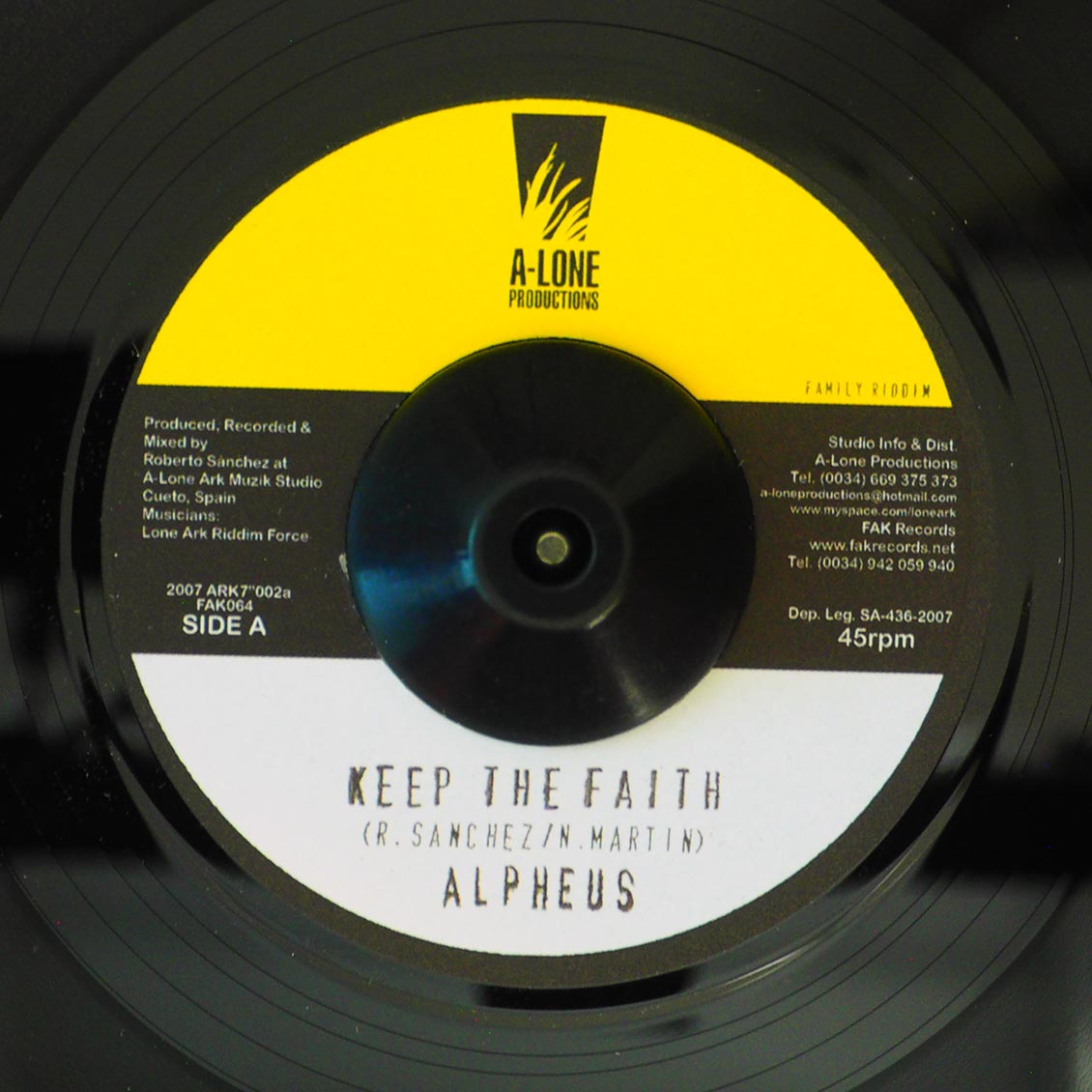 Alpheus - Keep the Faith / Lone Ark - Musical Family [2007 New Vinyl Record 7" Single]