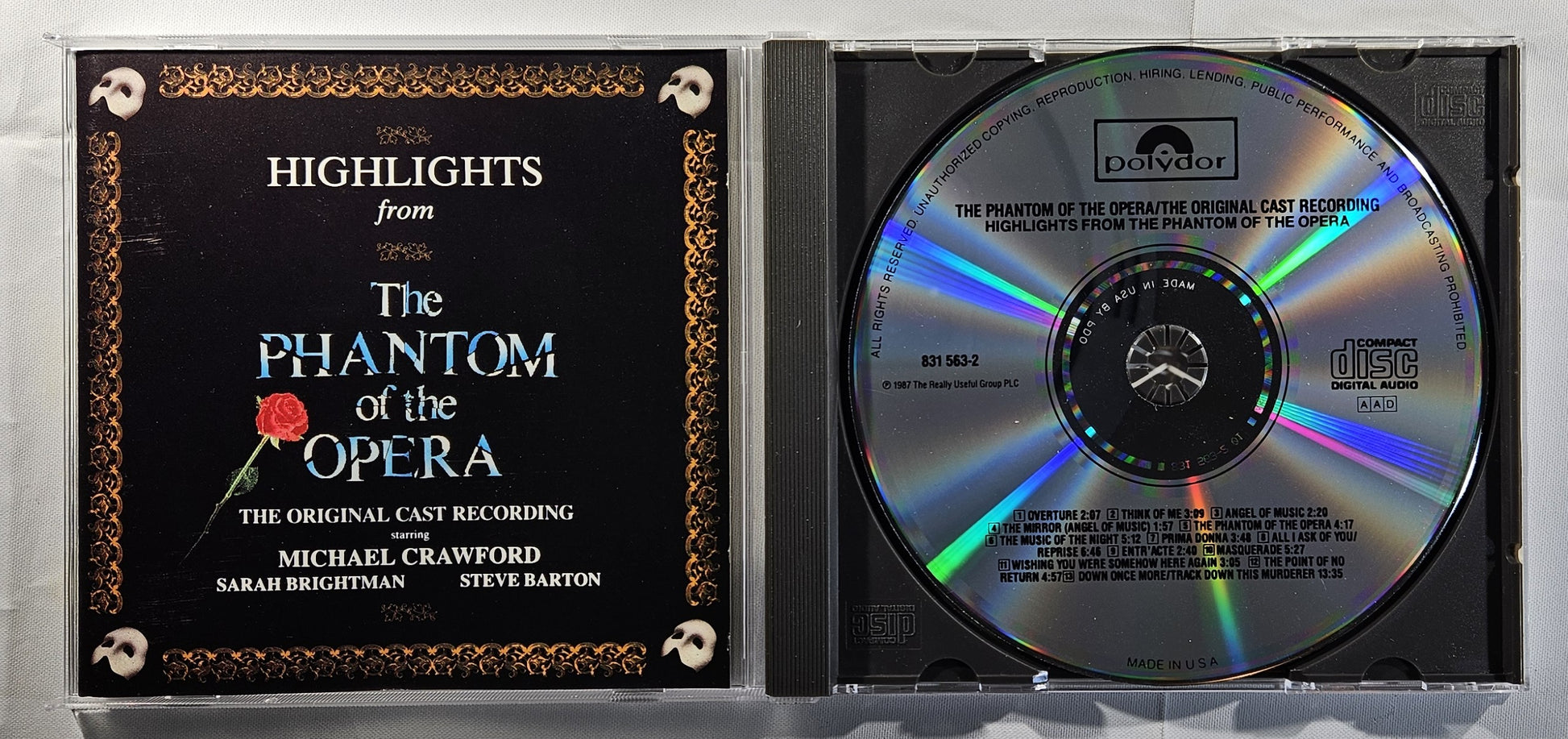 Andrew Lloyd Webber - Highlights From The Phantom of the Opera (The Original Cast Recording)  [Used CD] [E]