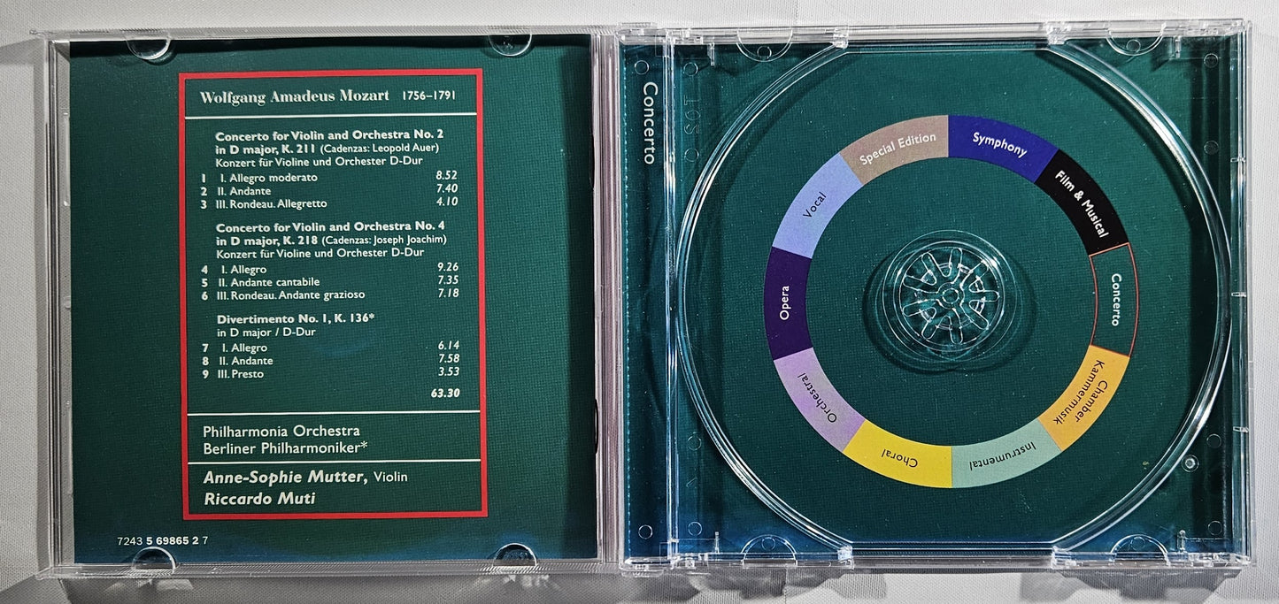 Anne-Sophie Mutter - Mozart: Violin Concertos Nos. 2 & 4 [1997 Used CD]