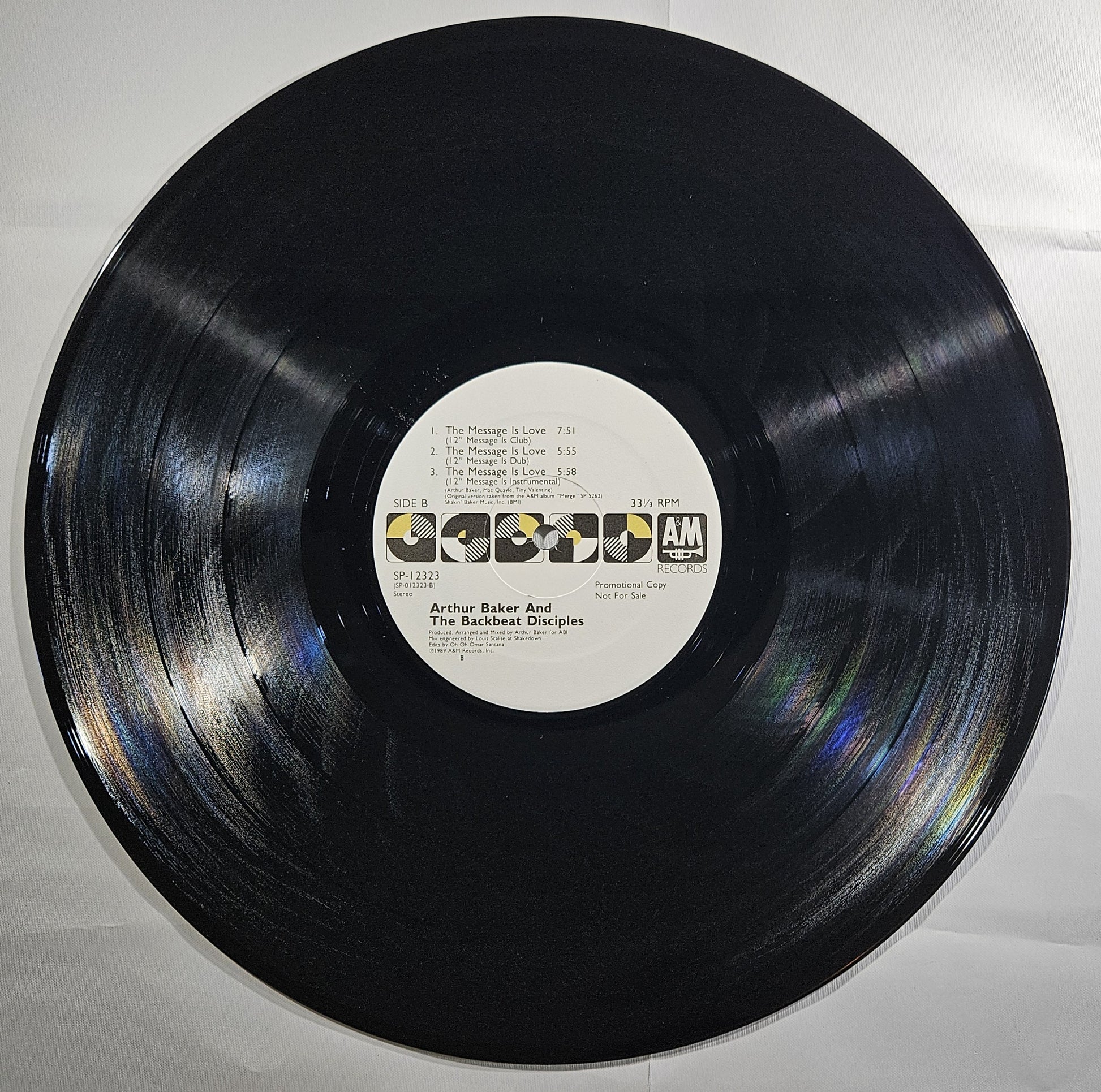 Arthur Baker and The Backbeat Disciples - The Message is Love [1989 Promo] [Used Vinyl Record 12" Single]