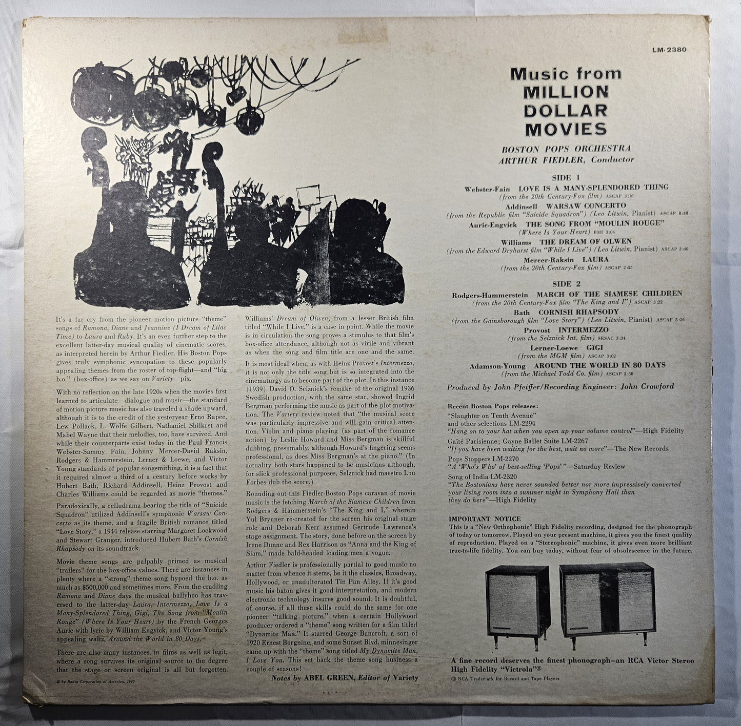 Arthur Fiedler / Boston Pops - Music From Million Dollar Movies [1960 Used Vinyl Record LP]