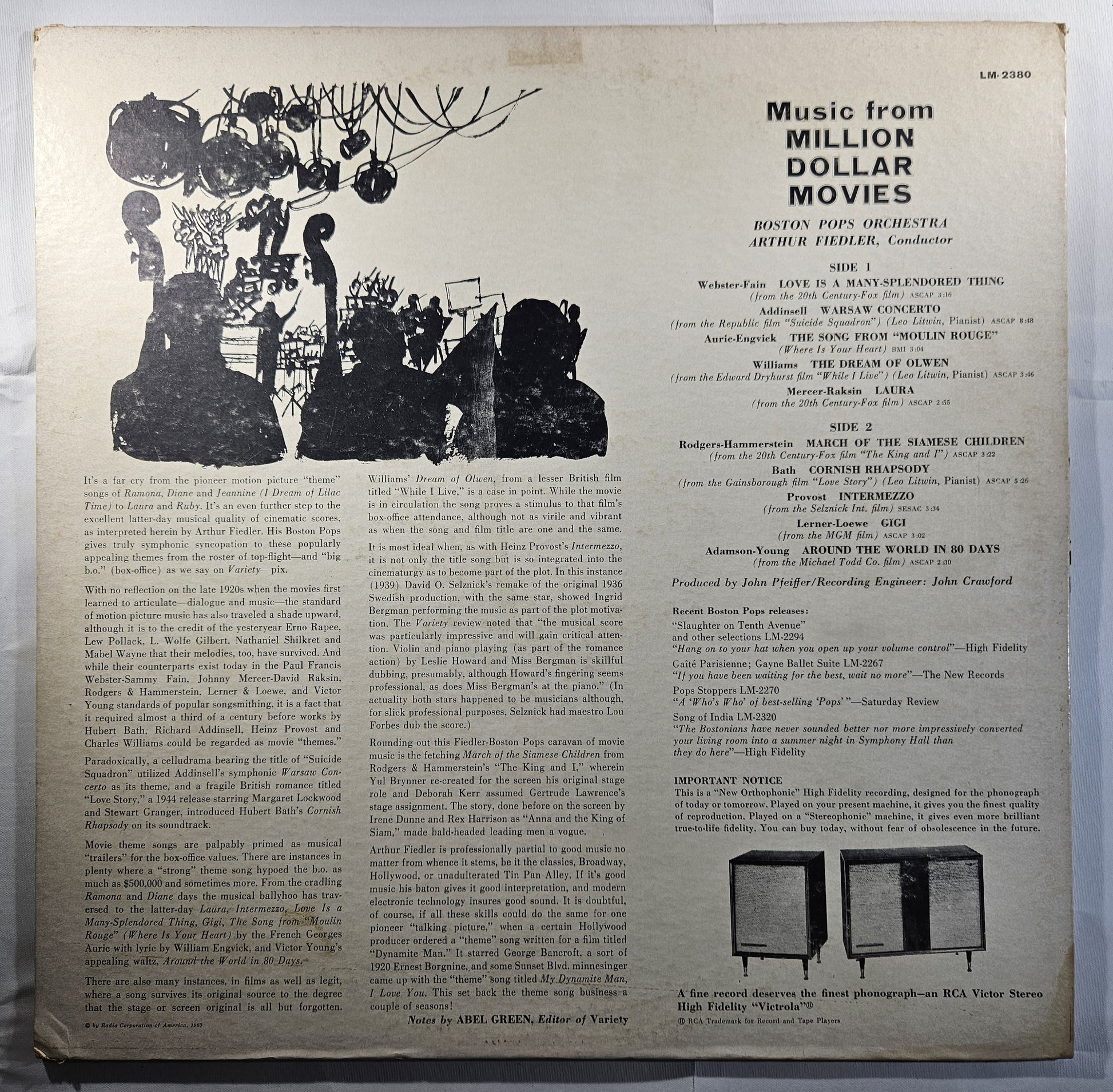 Arthur Fiedler / Boston Pops - Music From Million Dollar Movies [1960 Used Vinyl Record LP]