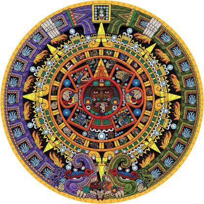 Aztec Sun Stone 1000 Piece Circular Jigsaw Puzzle Pomegranate