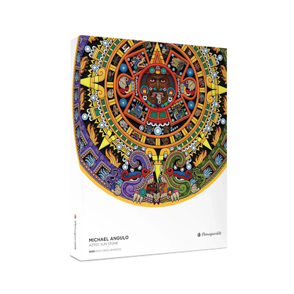 Aztec Sun Stone 1000 Piece Circular Jigsaw Puzzle Pomegranate