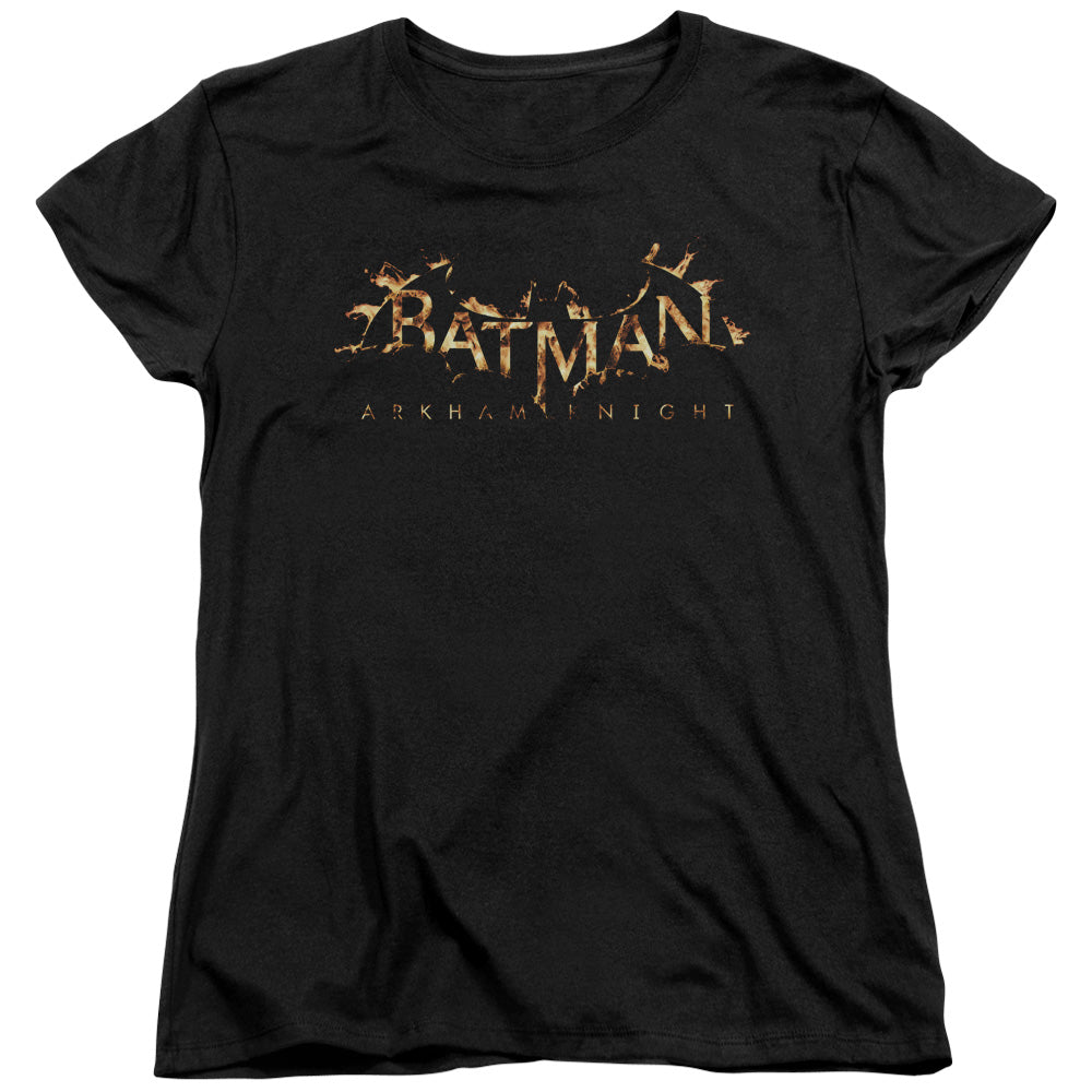 Batman Arkham Knight Ak Flame Logo Womens T Shirt Black Officially Licensed