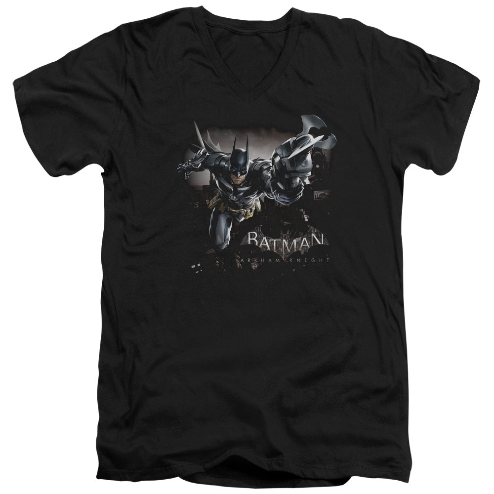 Batman Arkham Knight Grapple Mens Slim Fit V Neck T Shirt Black Officially Licensed