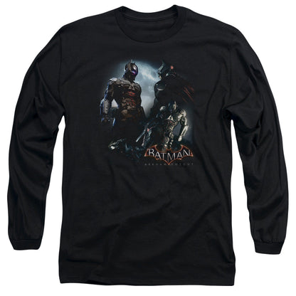Batman Arkham Knight Face Off Mens Long Sleeve Shirt Black Officially Licensed