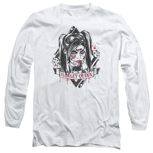 Batman Arkham Knight Sugar Quinn Mens Long Sleeve Shirt White Officially Licensed