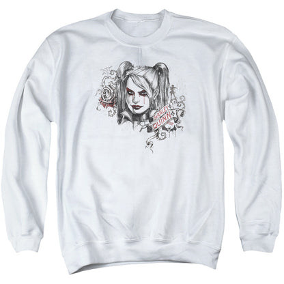 Batman Arkham Knight Sketchy Girl Mens Crewneck Sweatshirt White Officially Licensed
