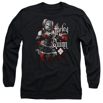 Batman Arkham Knight Dice Mens Long Sleeve Shirt Black Officially Licensed